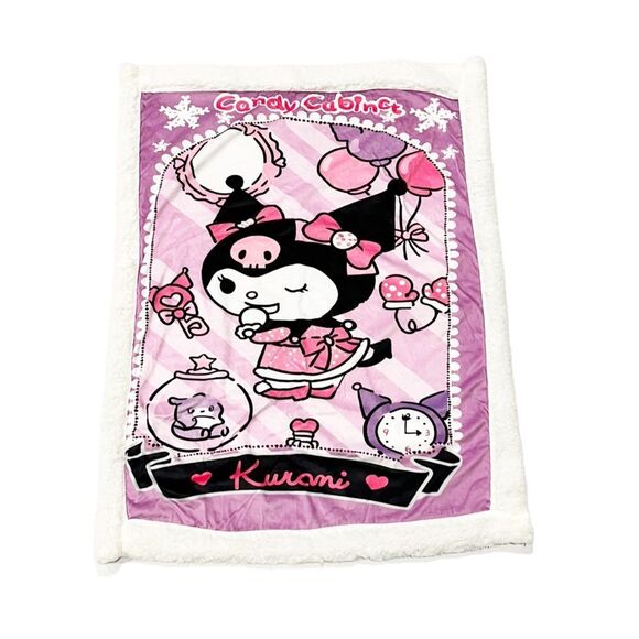 Sanrio Kuromi Pink Cream Small Sherpa, Minky Blanket Throw - Picture 1 of 4